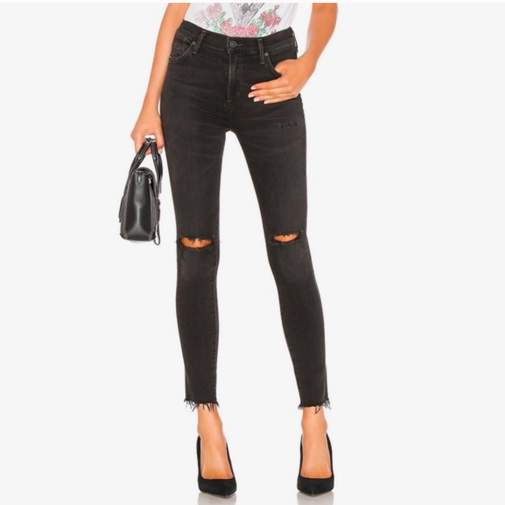 Citizens Of Humanity Rocket High Rise Cut Off Ankle Jean Distressed Darkness‎ 26